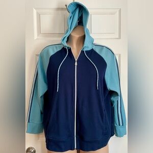 Blue and Teal Zip-Up Hoodie by Dressbarn-Plus Size 22/24